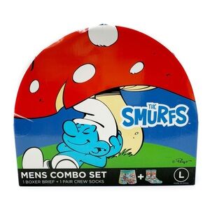 The Smurfs Boxer Briefs and Socks Gift Set Mens Size Large Underwear Tie Dye